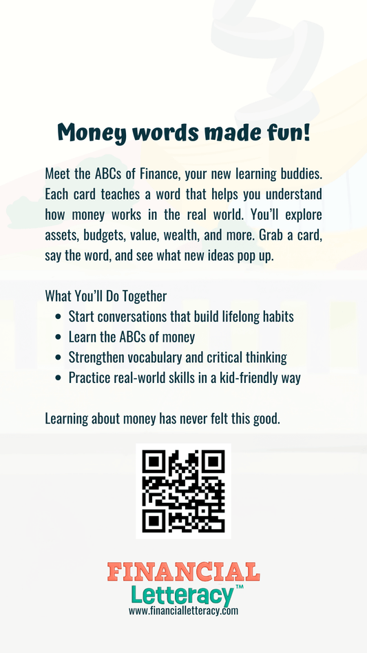 ABCs of Finance Flash Cards for Kids - Financial Letteracy