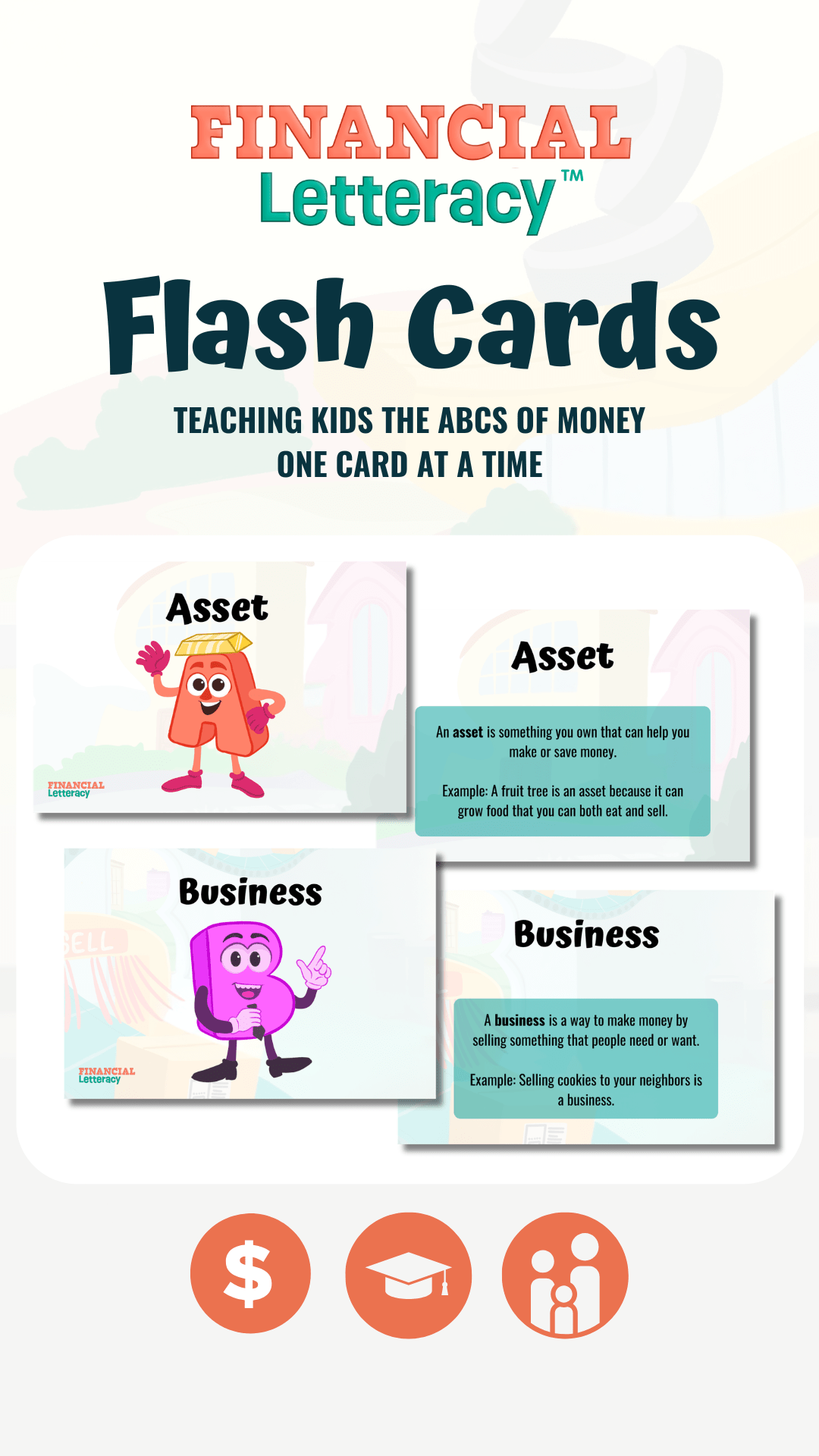 ABCs of Finance Flash Cards for Kids - Financial Letteracy