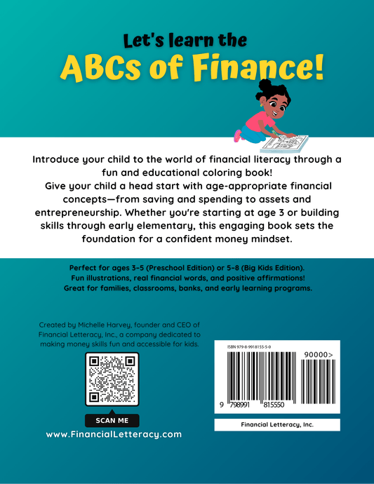 ABCs of Finance: Coloring and Activity Book for Big Kids - Financial Letteracy