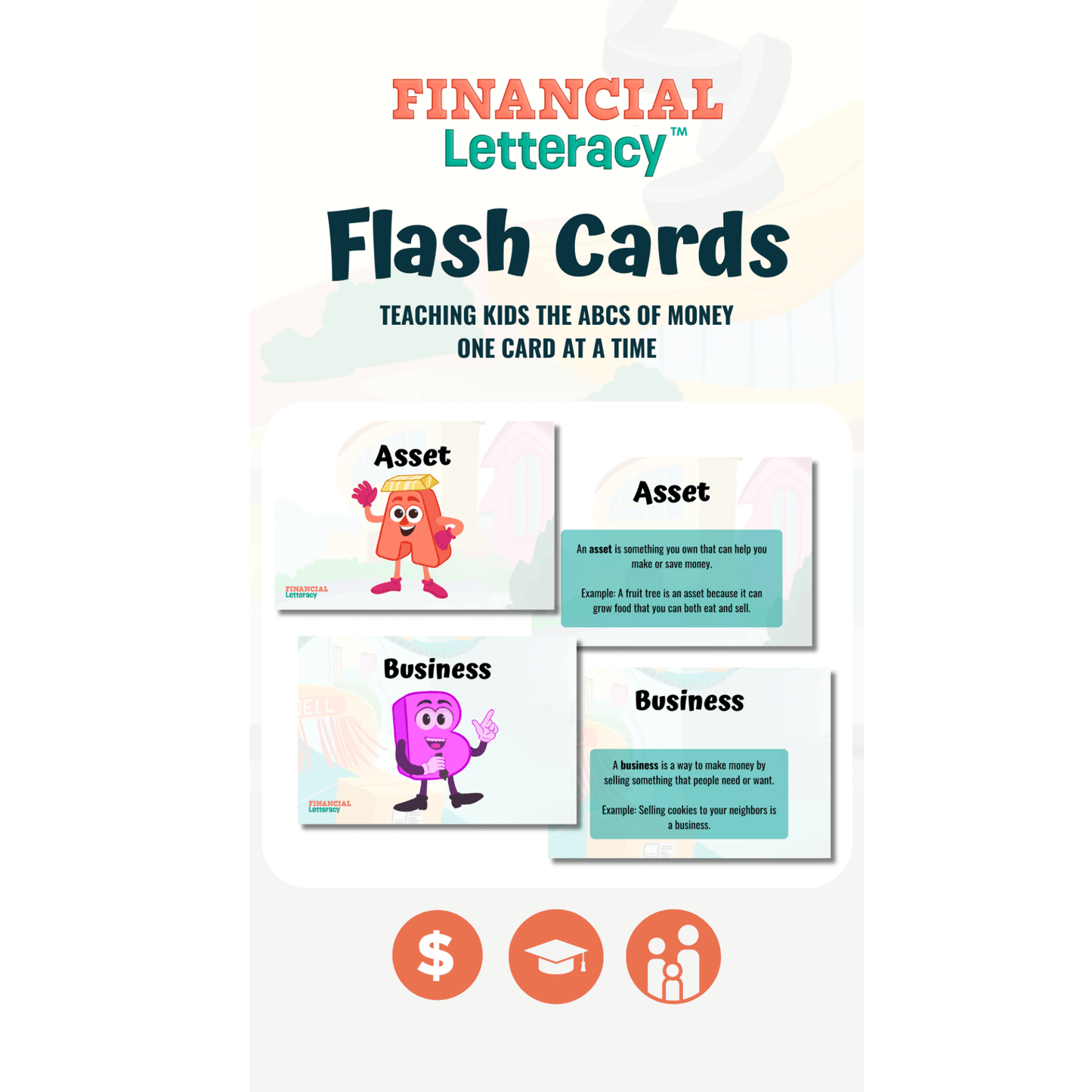 ABCs of Finance Flash Cards for Kids - Financial Letteracy